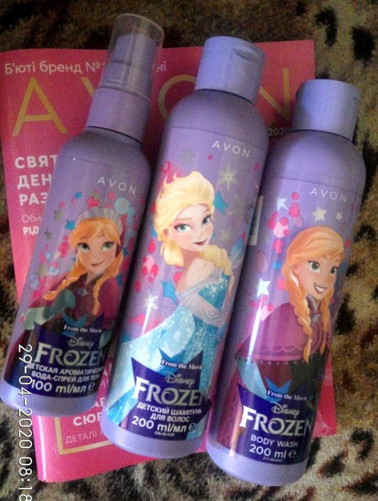 Детский подарочный набор 3шт AVON Disney Frozen духи шампунь гель