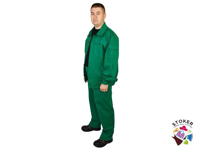 Зеленый рабочий костюм из хлопка