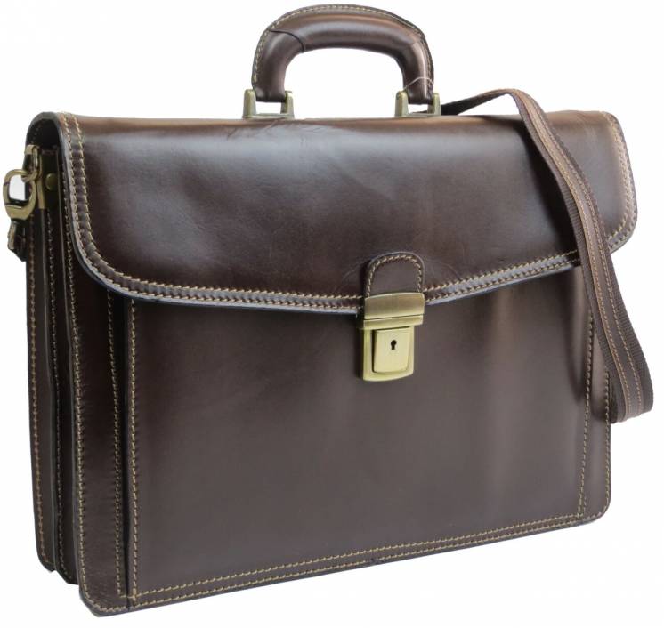 Мужской деловой портфель из натуральной кожи TOMSKOR 81560 коричневый