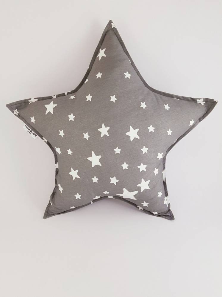Мягкая игрушка RoomBoom подушка ЗВЕЗДА белые звезды на темно-сером