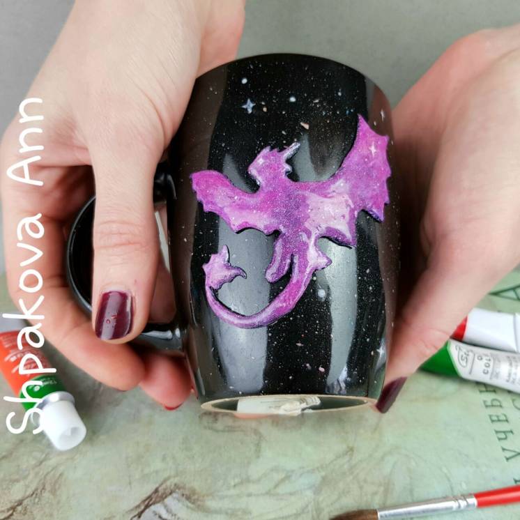 Кружка космический Беззубик подарок чашка с декором полимерная глина
