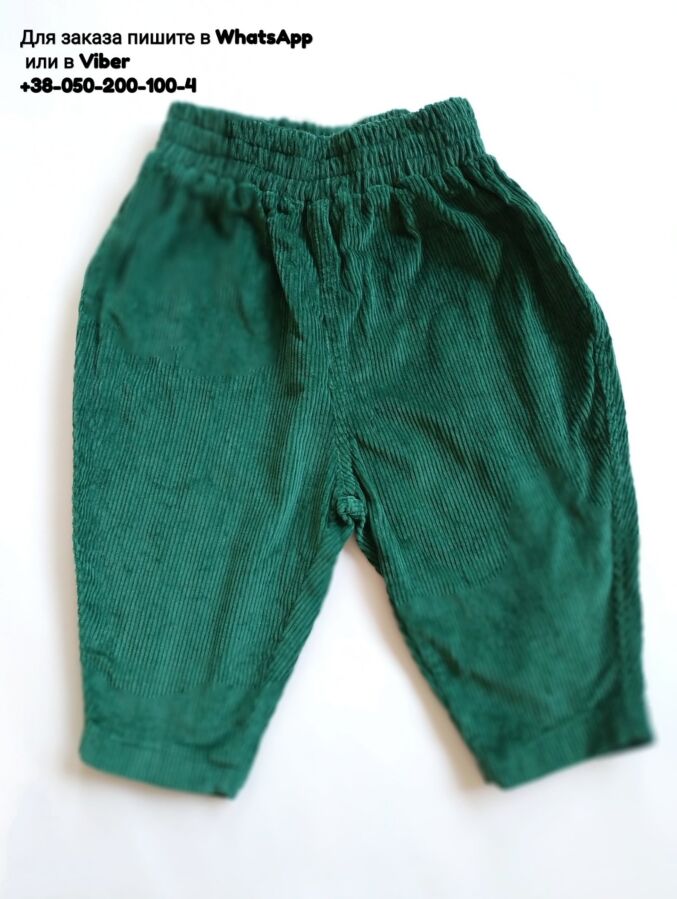 Вельветовые штаны изумрудные зеленые штанишки для малыша велюр