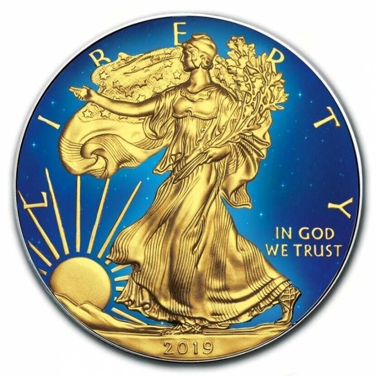 Серебряная монета 1 доллар США 2019 год. Серебро. Тираж 100 экземпляро