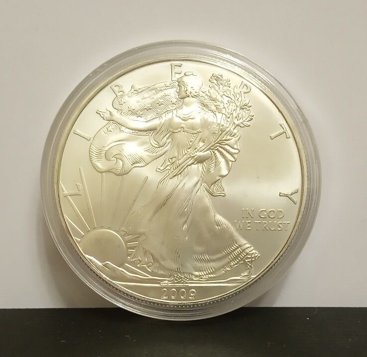 Серебряная монета 1 доллар США 2009 год. 1 унция Серебра 999.9 пробы.