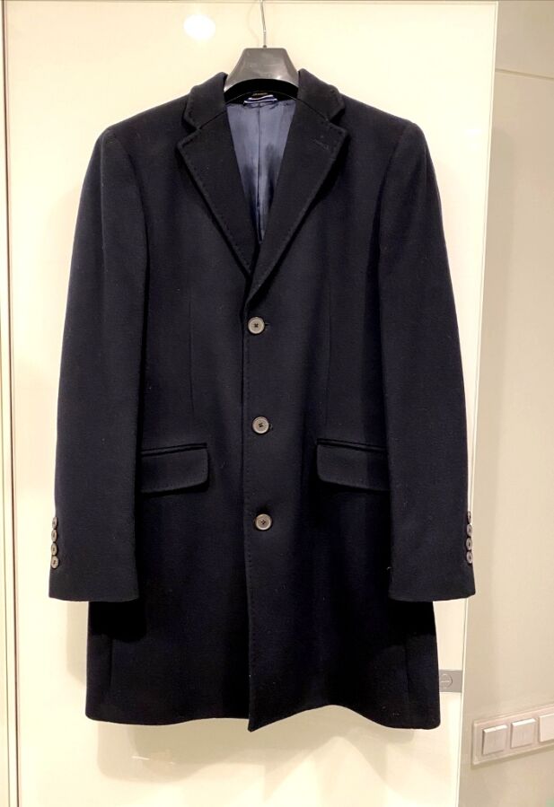 Мужское пальто Massimo Dutti, оригинал, шерсть, цвет - темно синий.
