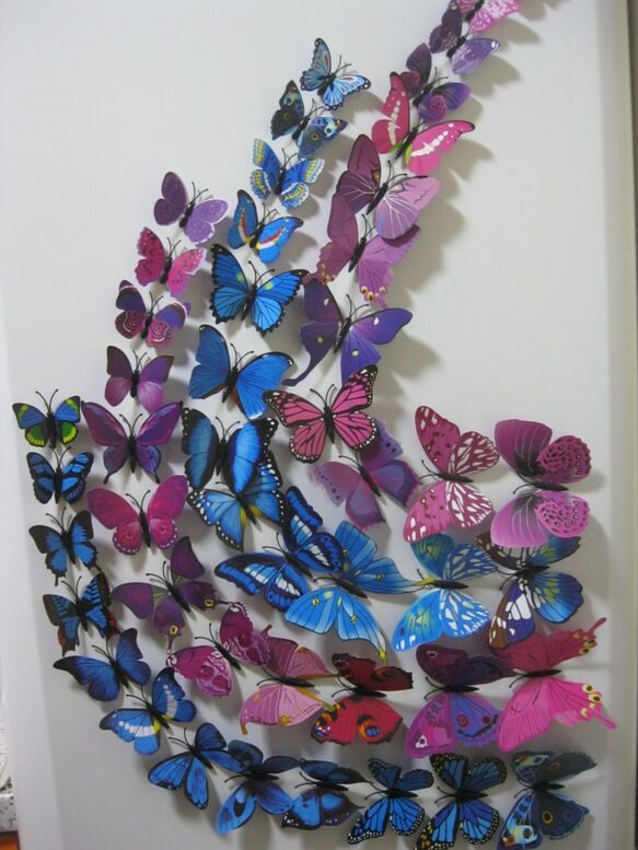 Пластиковые бабочки для декора 12 штук