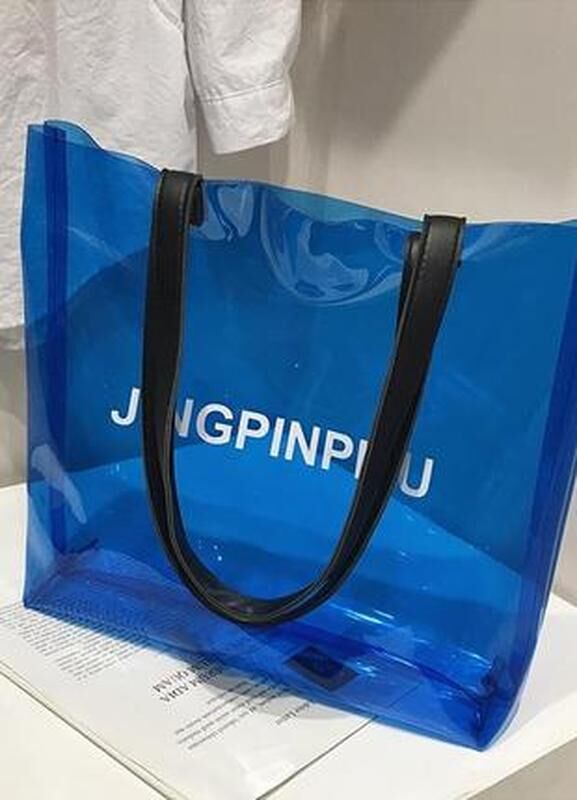 Женская прозрачная пляжная сумка jingpin голубая модная эффектная