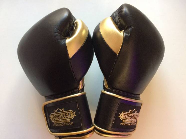 Боксерские перчатки TopBoxer Win1 Series Black Boxing Gloves 14 oz
