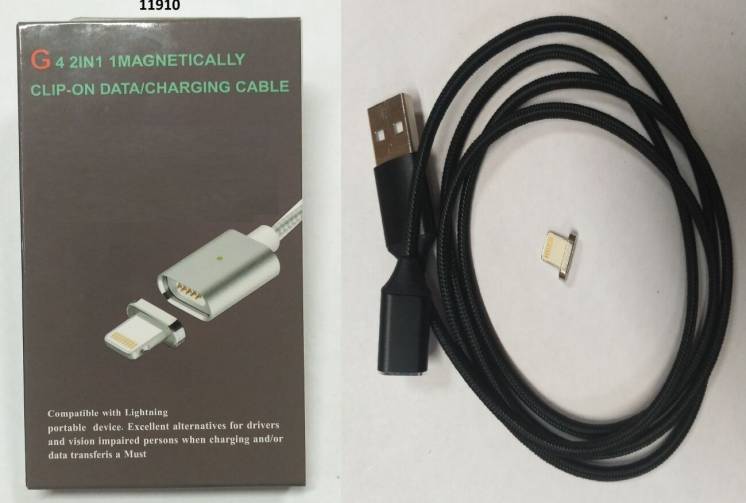 USB кабель магнитный метал Clip-On, 2.0 AF iPhone, 1м, black