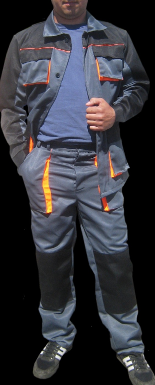Куртка и брюки рабочие с оранжевыми вставками, костюм рабочий