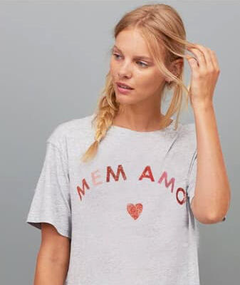 H&M. Товар из Англии. Ночная рубашка в сером марле с блестящим принтом
