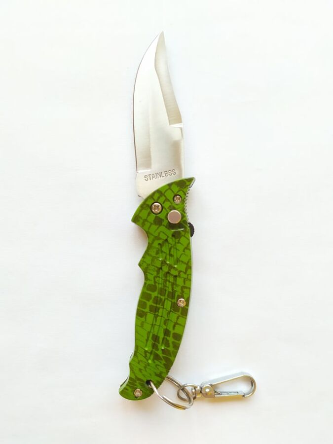 Складной выкидной туристический нож с карабином