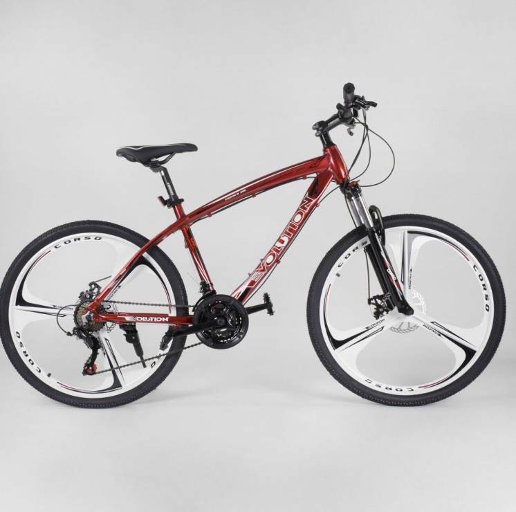 Велосипед спортивный на литых дисках CORSO EVOLUTION 26 красный