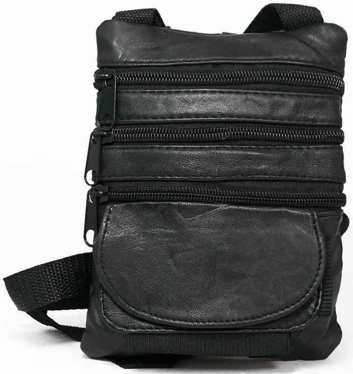 Кожаный кошелек на шею Loren SS564 черный