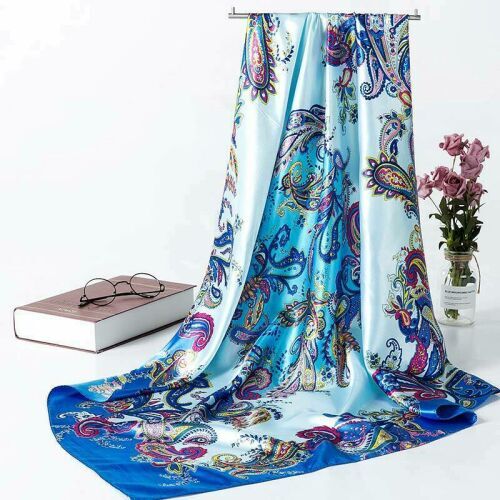 Большой красивый женский шелковый платок 90х90 см / шаль / палантин