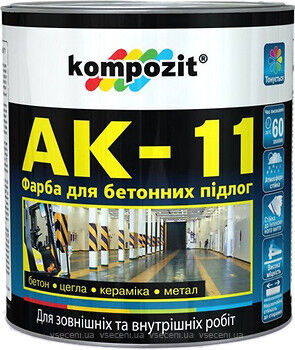 Краска для бетонных полов АК-11 серая 5 кг, 10кг, 50кг