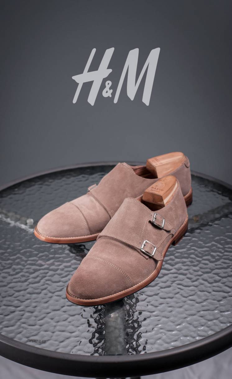 Двойные монки H&M, Португалия 43р кожаные туфли мужские замш