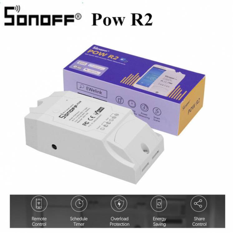 Sonoff Pow R2 16А 3500W дистанционный WiFi выключатель модуль реле