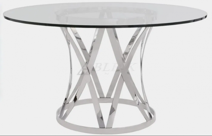 Скляний стіл кухонний з нержавіючої сталі і скла 