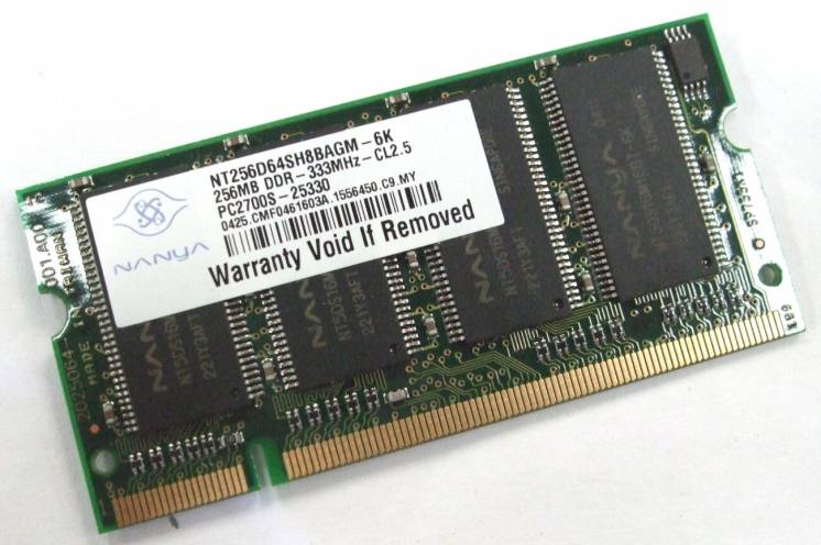 1 Оперативная память Nanya PC2700 256 MB 333 DDR (T256D64SH8BAGM-6K)