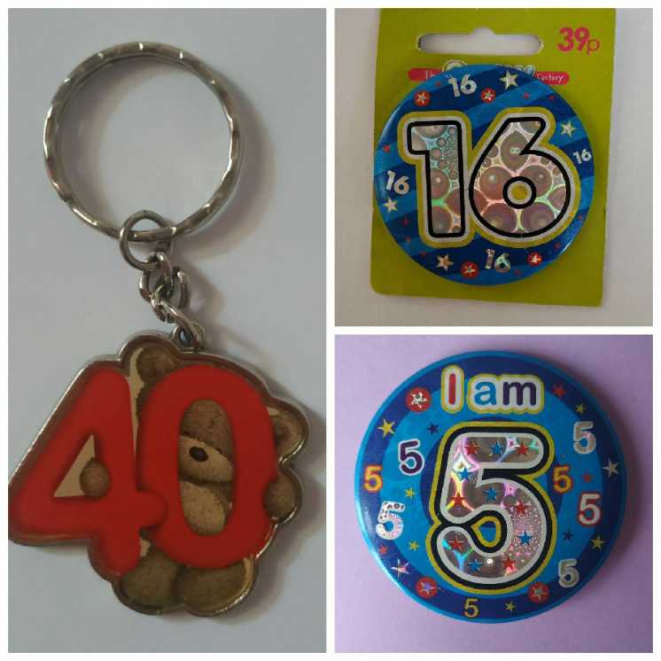 Значки на день рождения,цифры пять лет, шестнадцать лет,40 лет