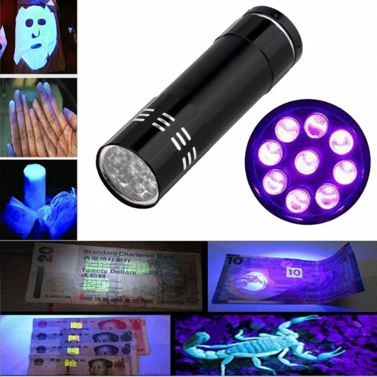 Ультрафиолетовый фонарь светодиодный  УФ-лампа, фонарь детектор