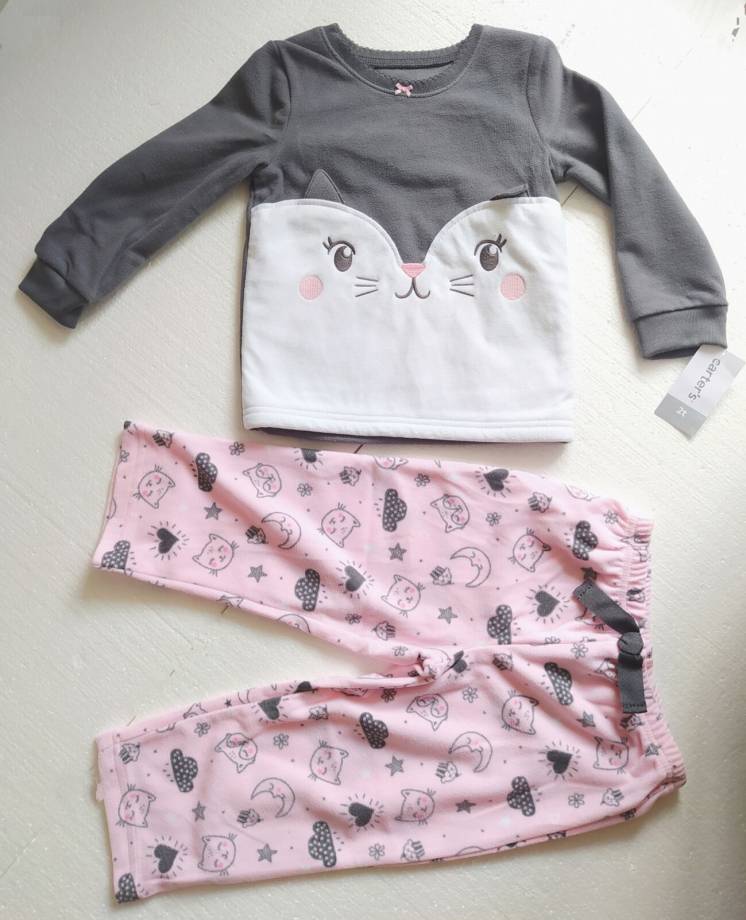 Пижама флисовая Carters Кошечка на девочку 2T комплект кофта и штаны