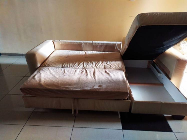 Кожаный угловой диван со спальным местом «Verso» (010803)