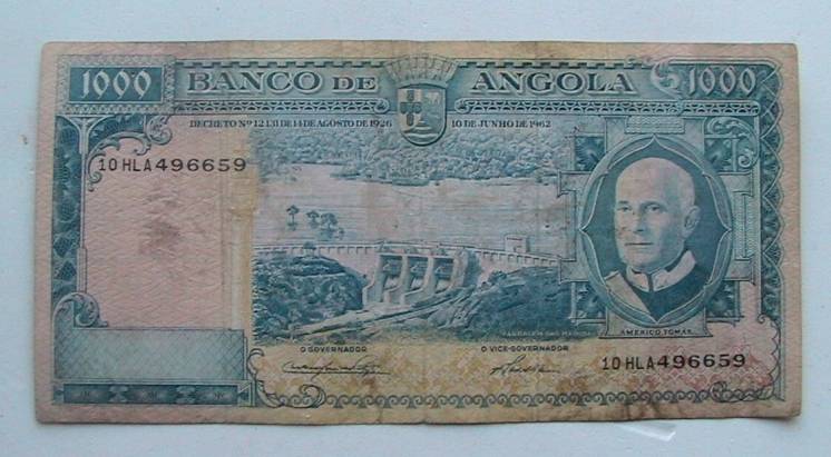 Португальская Ангола 1000 эскудо 1962 гидроэнергетика антилопа Бона