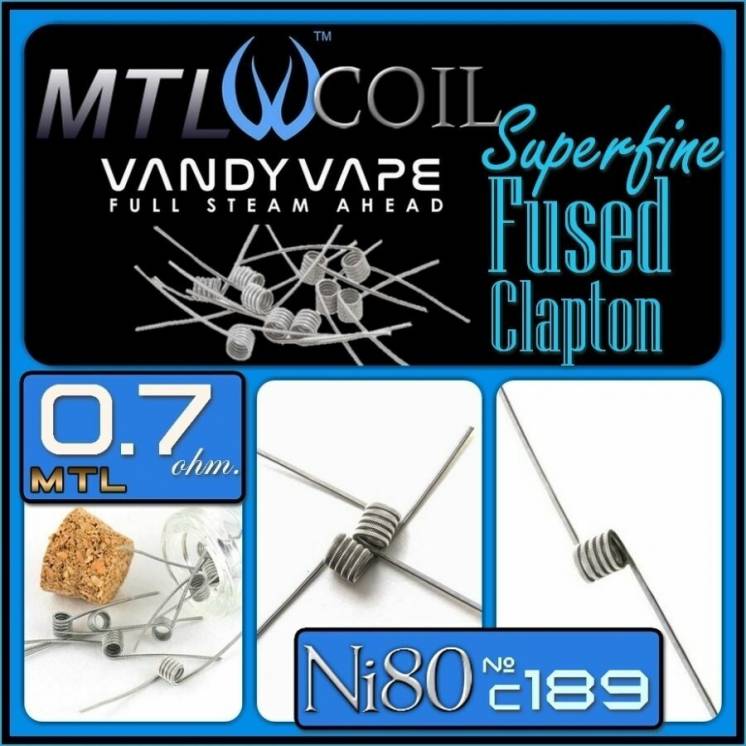 Vandy Vape Ni80 Superfine MTL Fused Clapton COIL 0.7ohm.Нихром