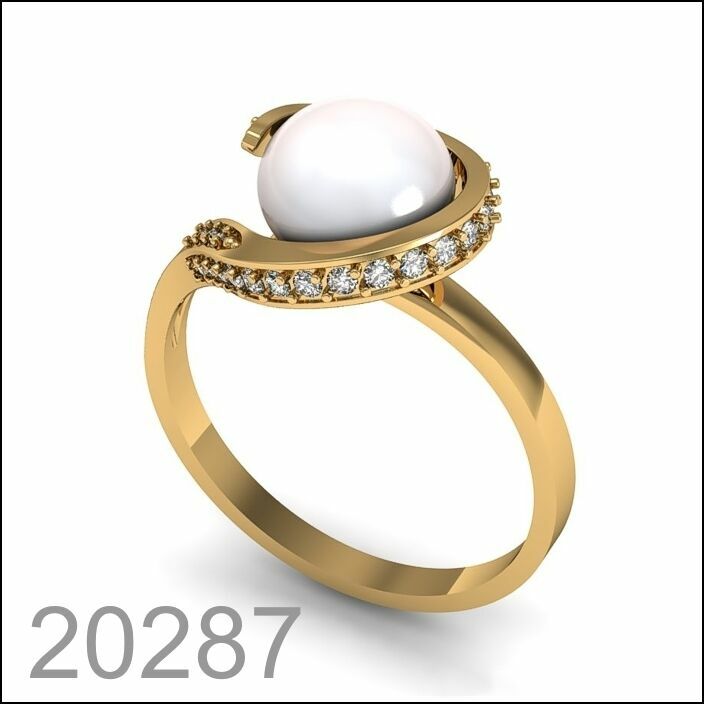 Кольцо золото 585 пробы белый жемчуг! (20287)