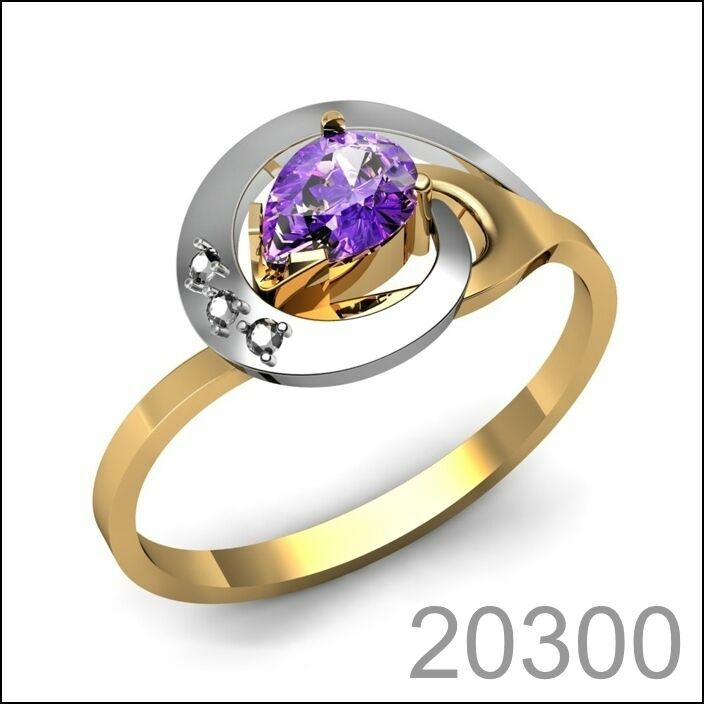 Кольцо золото 585 пробы с аметистом! (20300)