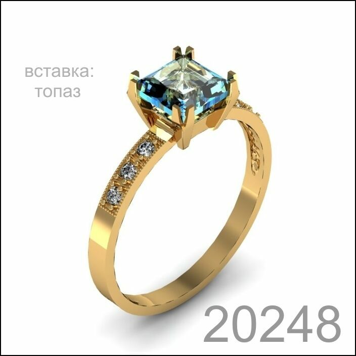 Кольцо с топазом золото 585 пробы (20248)