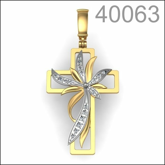 Крестик золото 585 пробы  (40063)