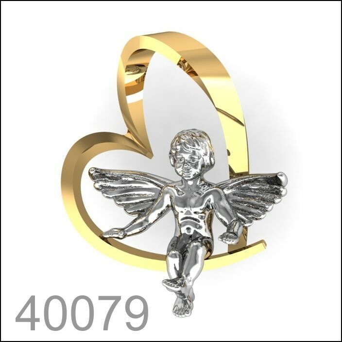 Подвеска (Ангел в сердце) золото 585 пробы (40079)