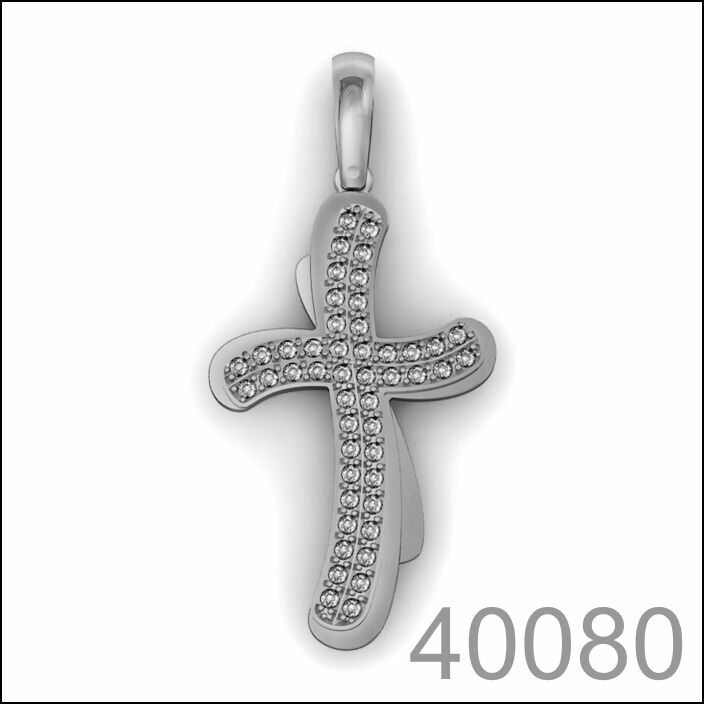 Крестик золото белое золото 585 пробы (40080)