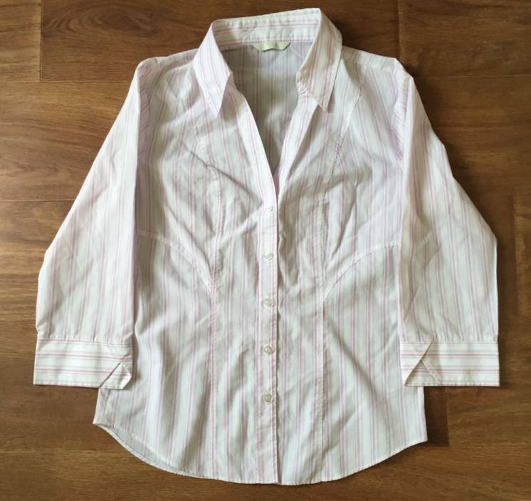 Блуза-рубашка Marks&Spencer размер 8 белая хб