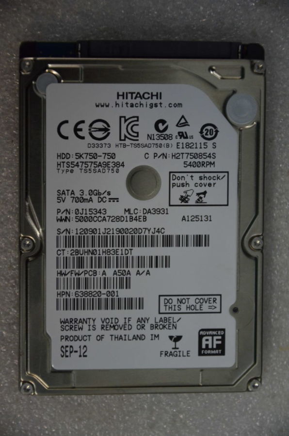 Жесткий диск Hitachi 5K750 750GB SATA 3Gb/s