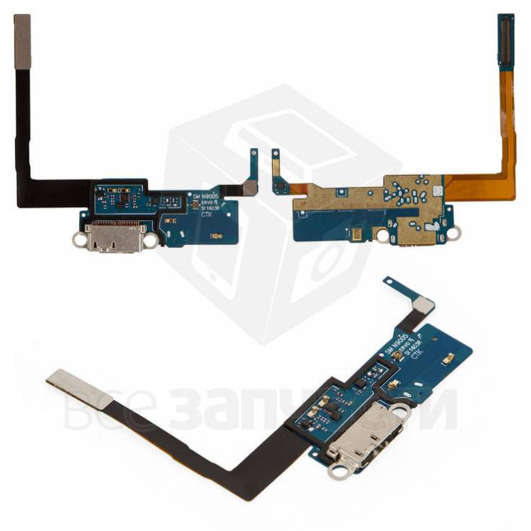 Шлейф Samsung N9005 Note 3, N9006 Note 3, коннектора зарядки с микрафо