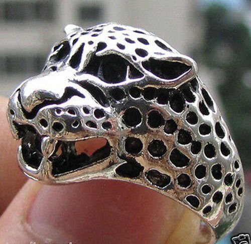 Леопард тибетское серебро - мужское кольцо 19,2 мм