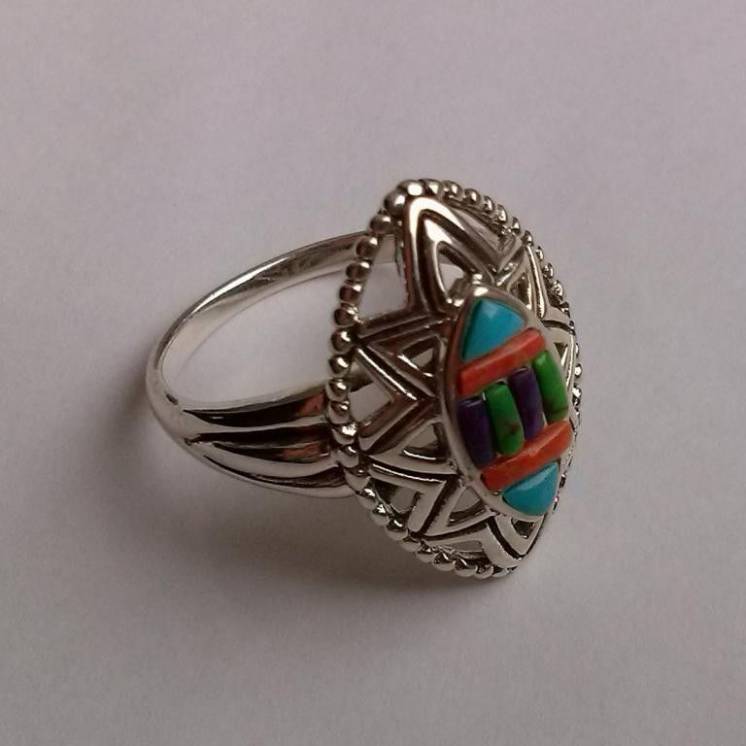 Серебряное кольцо с разноцветной Бирюзой! Видео