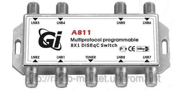 Коммутатор DiSEqC Switch 1.1, 8в1 Gi A811