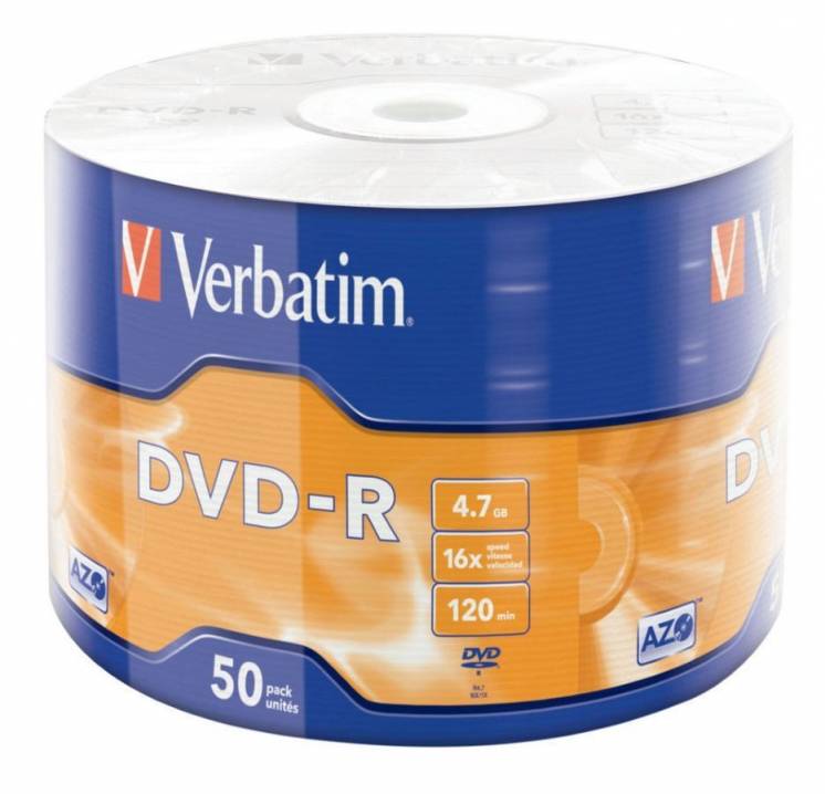 Диски DVD-R VERBATIM 4,7Gb 16x bulk 50 шт