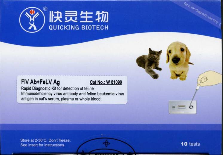 Экспресс-тест Quicking biotech набор диагностики FIV/FeLV Ag котов