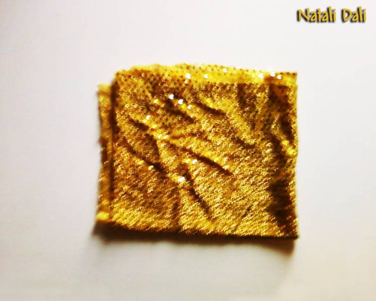 Ткань чешуя (трикотаж-блёстки) ярко-жёлтая золотая отрез 50x110 см