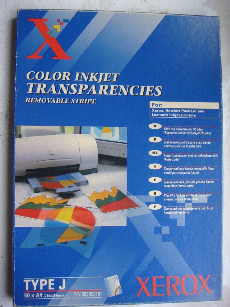 Прозрачная пленка для цветных струйных принтеров с удаляемой полоской