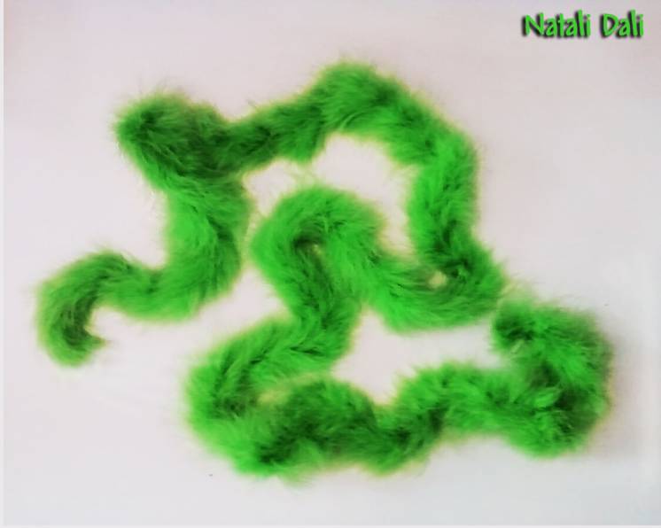 шарф-боа (пух) ярко-зелёный - 190 см