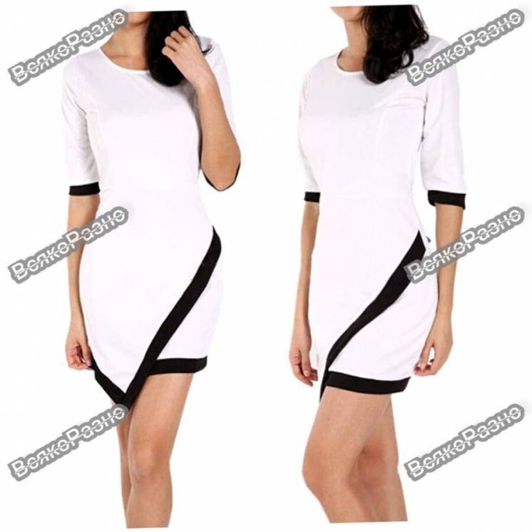 Асимметричное платье белого цвета. Размер L. Женское платье