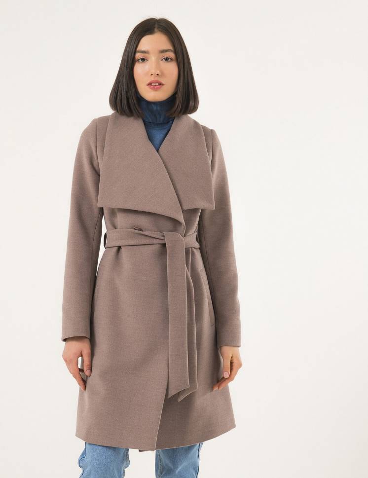 Женское пальто season натали-1 бежевый мелланж