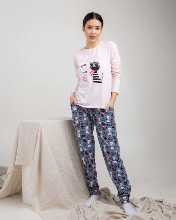 Пижама женская со штанами - Котики